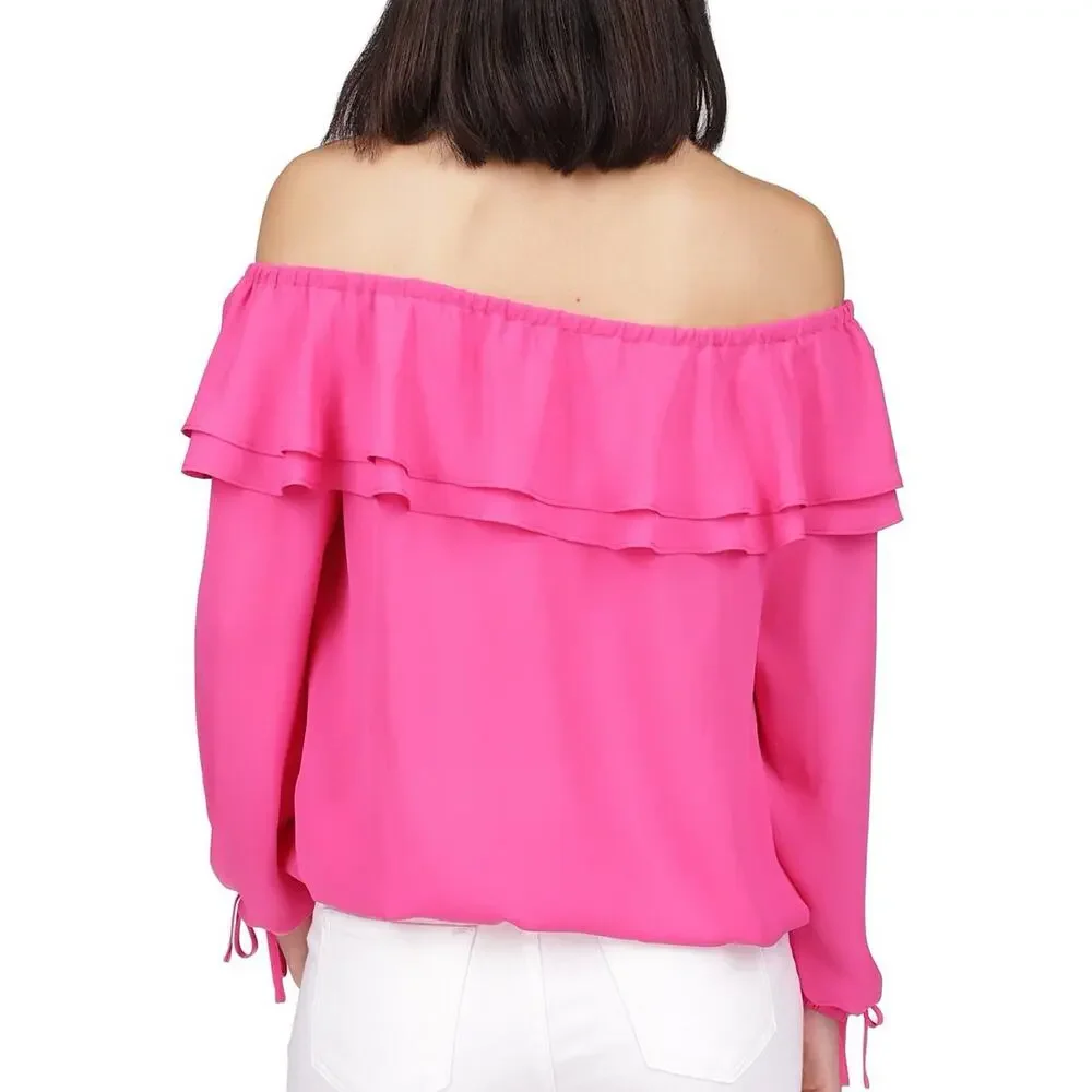 MICHAEL Michael Kors Pink Ruffle Off Shoulder Blouse Plus 3X NWOT